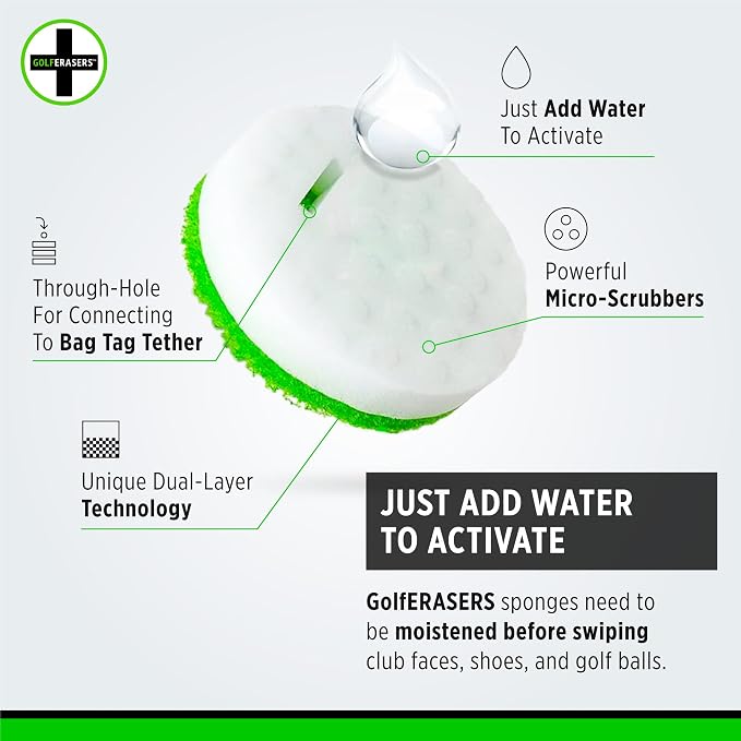 Instant Golf Eraser with Bag Tether, Premium Dual-Sided Sponge - Image 3