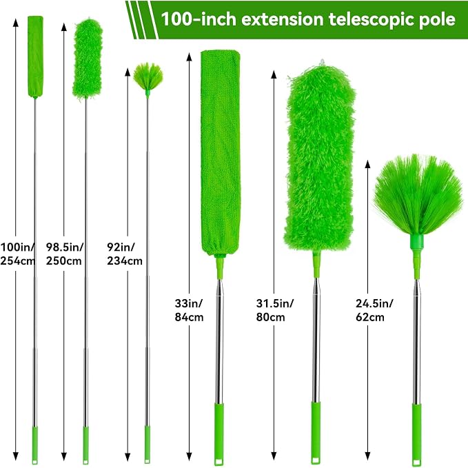 Cobweb Duster with Extension Pole, 3-in-1 Washable Cobweb Duster, Duster with - Image 2