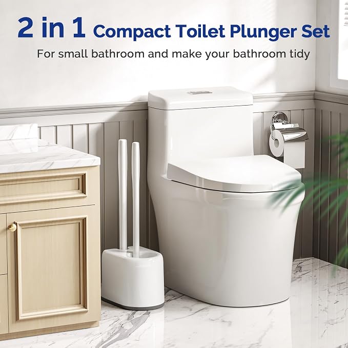 HAMITOR Toilet Plunger Bowl Brush Combo：Heavy Duty Rubber - Image 6
