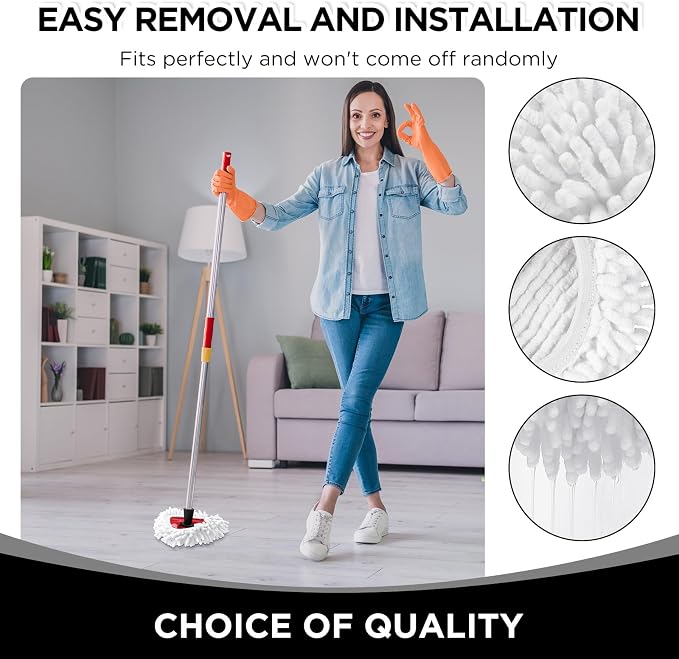Baderke 3 Pack Chenille Mop Heads Replacements Compatible - Image 3