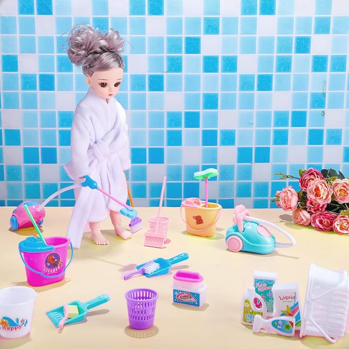 22 Pieces Miniature Bucket Doll Housework Cleaning Supplies Mini Dollhouse - Image 5