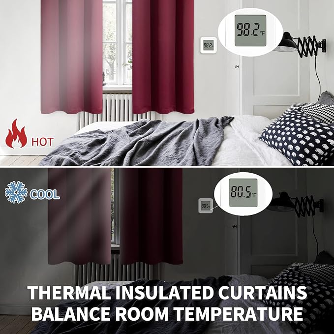 BGment Burgundy Blackout Curtains 90 Inch Long - Image 4