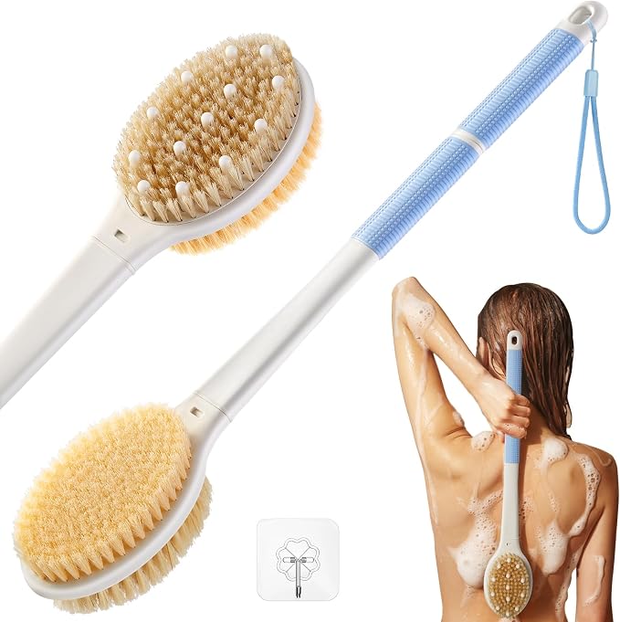 Shower Brush for Massage Dry Brushing: Back Scrubber for Shower by Rafow