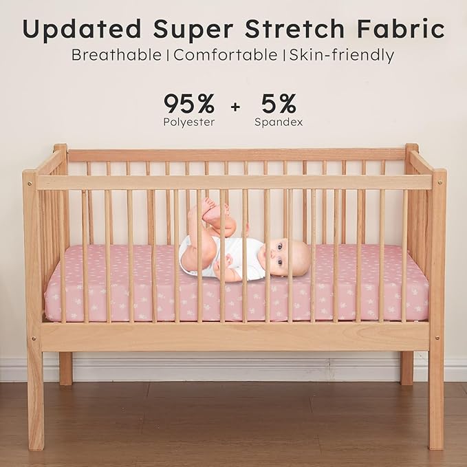 Baby Crib Sheets for Boys Girls Neutral, 2 Pack Crib Mattress Sheet for Standard Crib and Toddler Mattress, Super Soft Breathable Fitted Crib Sheet, 52" x 28"