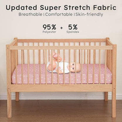 Baby Crib Sheets for Boys Girls Neutral, 2 Pack Crib Mattress Sheet for Standard Crib and Toddler Mattress, Super Soft Breathable Fitted Crib Sheet, 52" x 28"