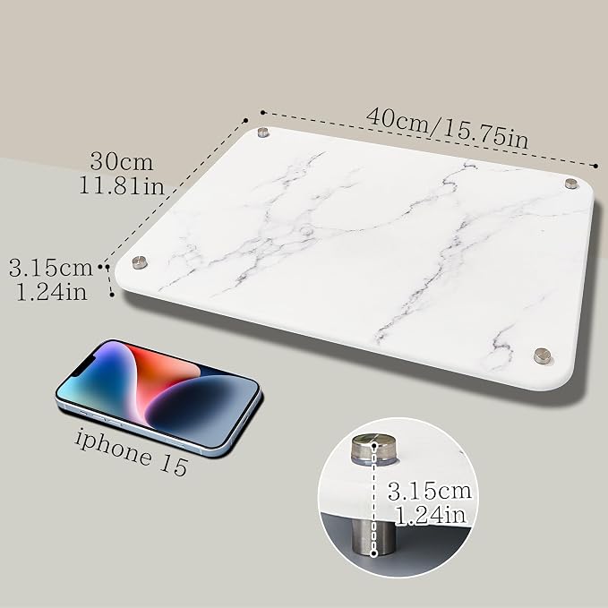 Stone Dish Drying Mat for Kitchen Counter, Quick Drying Diatomaceous Earth Dish - Image 2