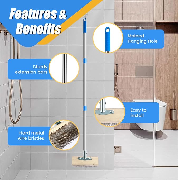 2 Pack Stainless Steel Floor Scrub Brush - Image 3
