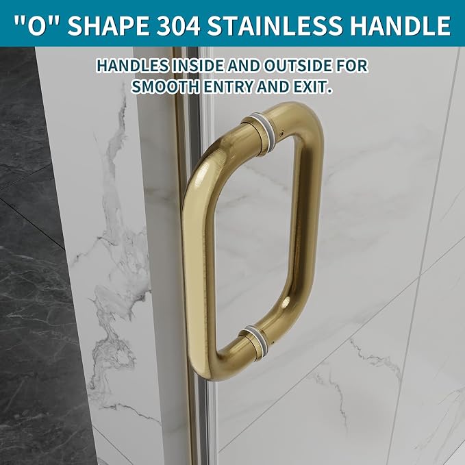 Framelss Hinged Shower Door, 3/8" Tempered Glass - Image 9