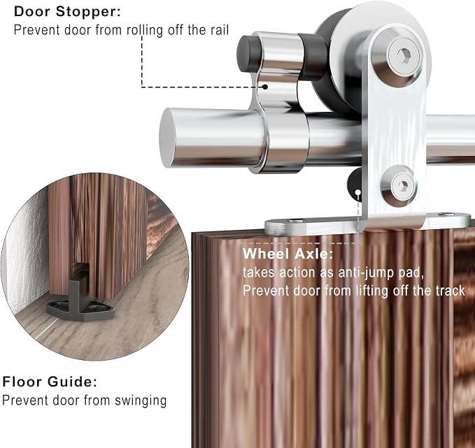 TSMST 9.6FT Sliding Barn Door Hardware Kit, Top Mount Stainless Steel Heavy - Image 6