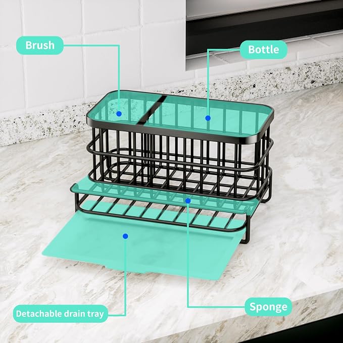 HapiRm Kitchen Sink Organizer, SUS304 Stainless Steel Rustproof Multifunctional - Image 5