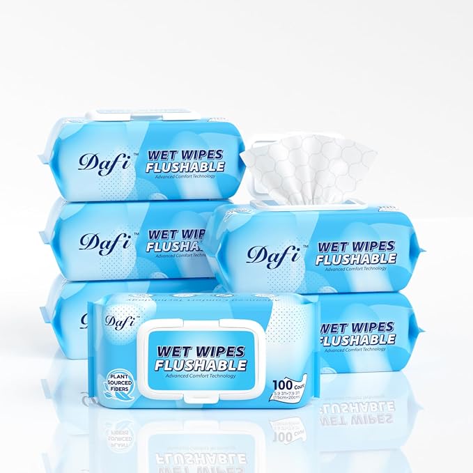 DAFI Flushable Wipes for Adult Wet Wipes, Total 600 Unscented Toilet Wipes by DAFI