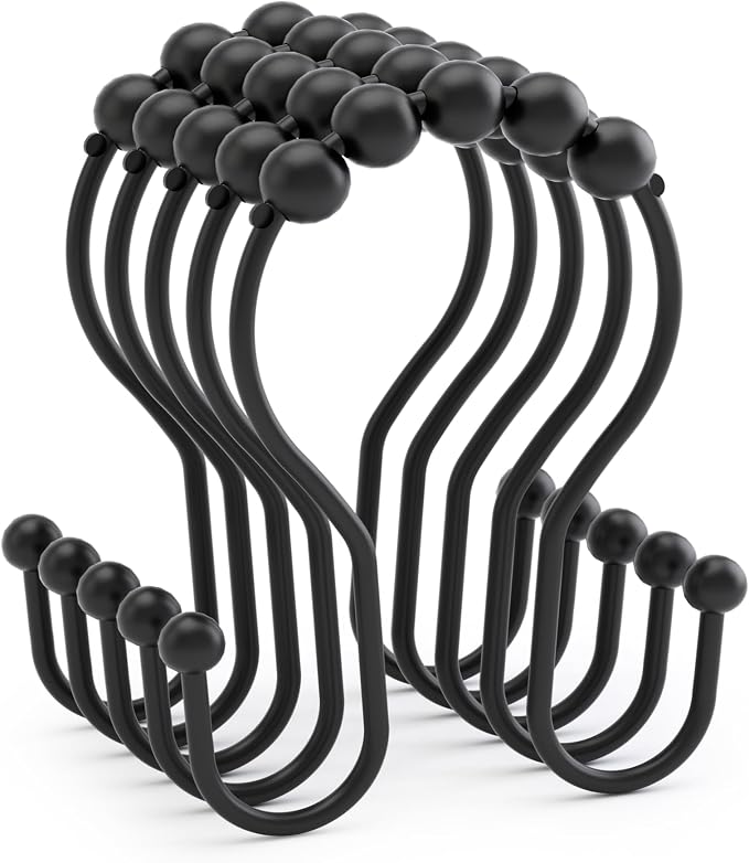 AmazerBath Shower Curtain Hooks Black Shower Curtain Rings, Metal Shower - Image 9