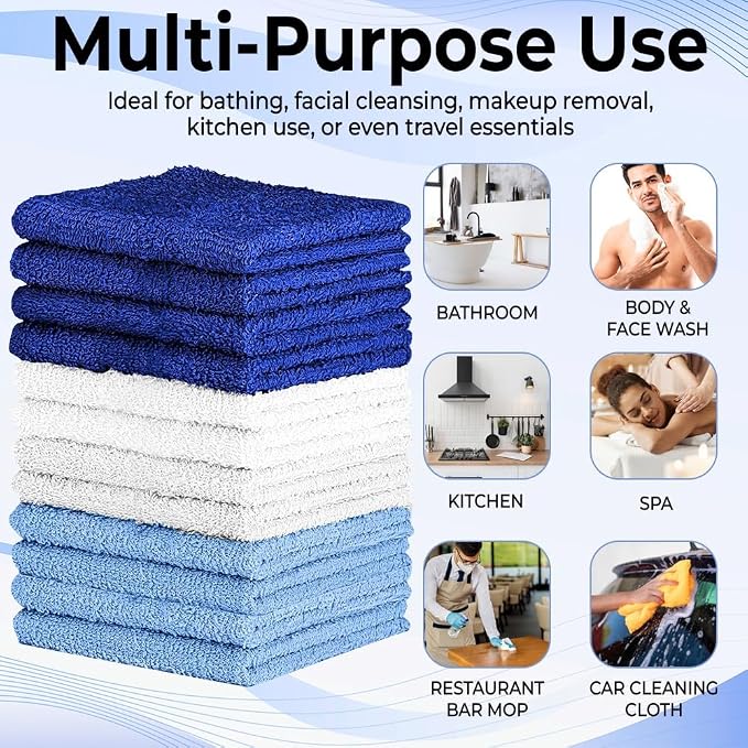100% Cotton Washcloth Set – Soft, Absorbent Face Towels - Image 7