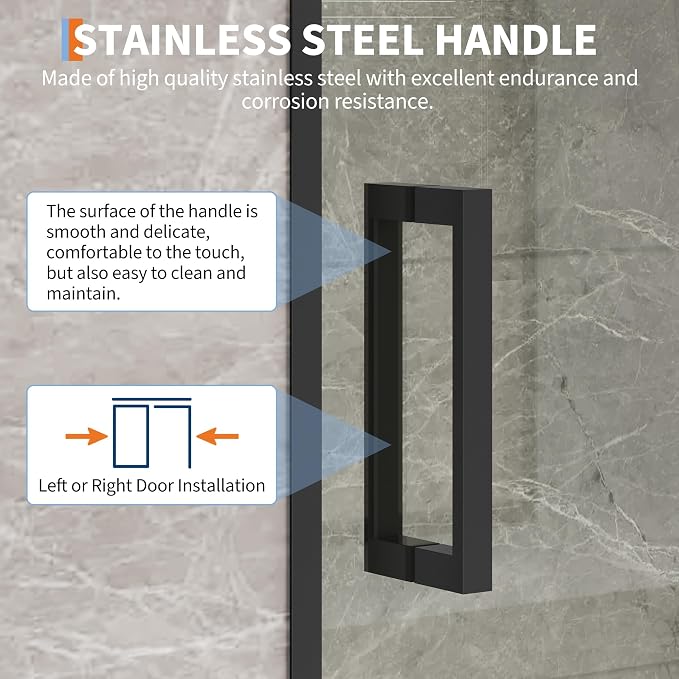 Fully Framed Sliding Shower Door, Adjustable 56"-60" W x 72" H - Image 4