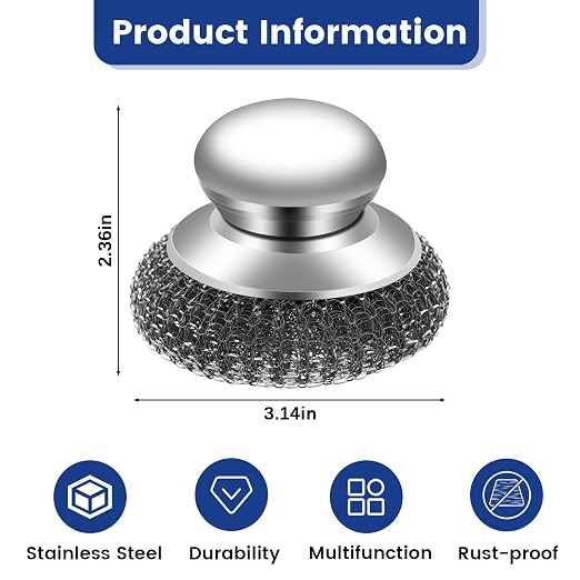 5Pcs Steel Wool Scrubber with Handle - Image 2