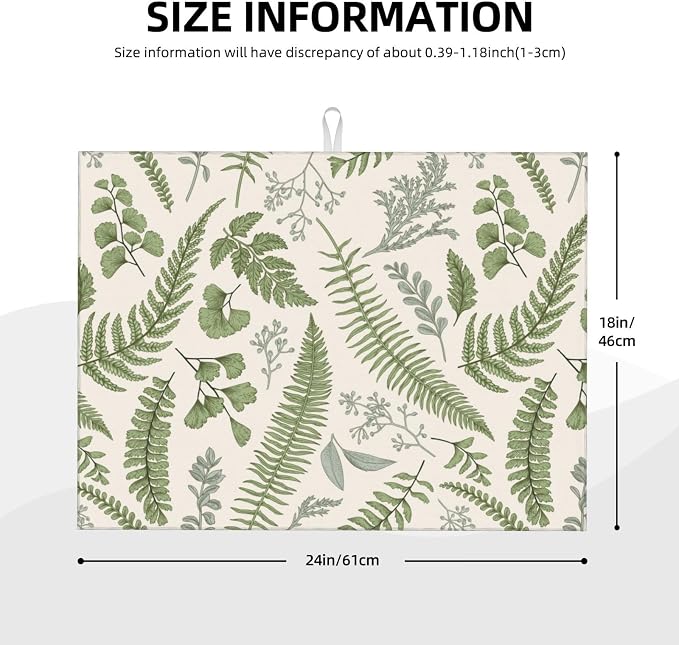 Vintage Botanical Leaves Dish Drying Mat - Image 3