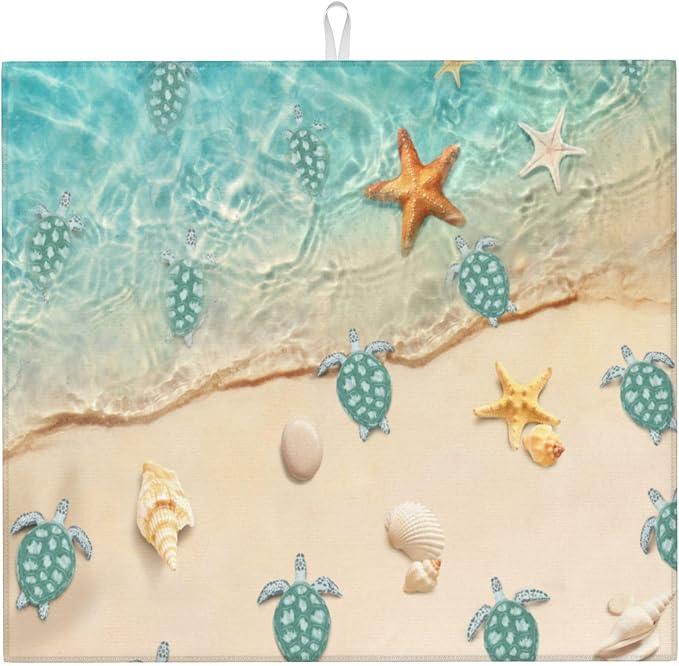 Sea Turtles Beach Dish Drying Mat by Unknown