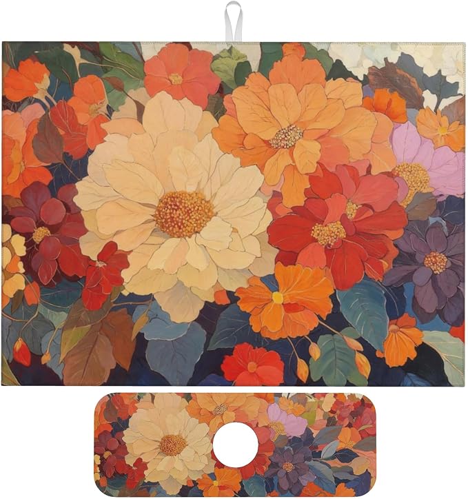 Colorful Floral Dish Drying Mat by Unknown
