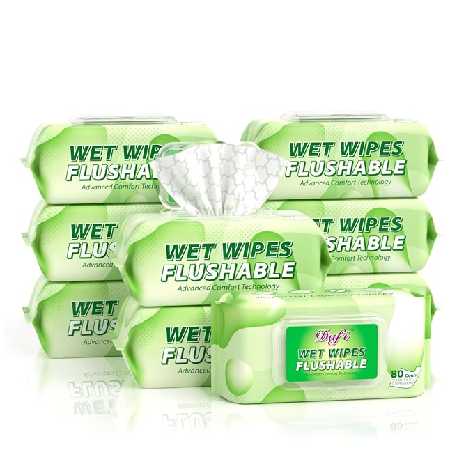 DAFI Flushable Wipes for Adult Wet Wipes, Total 720 Unscented Toilet Wipes by DAFI