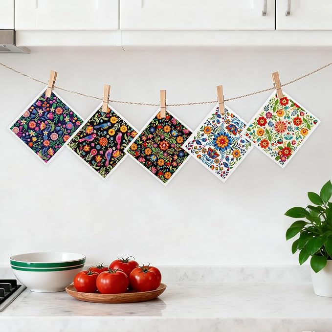 5 Pack Mixed Fiesta Floral Cinco De Mayo Kitchen Dishcloths Dish Towel - Image 7