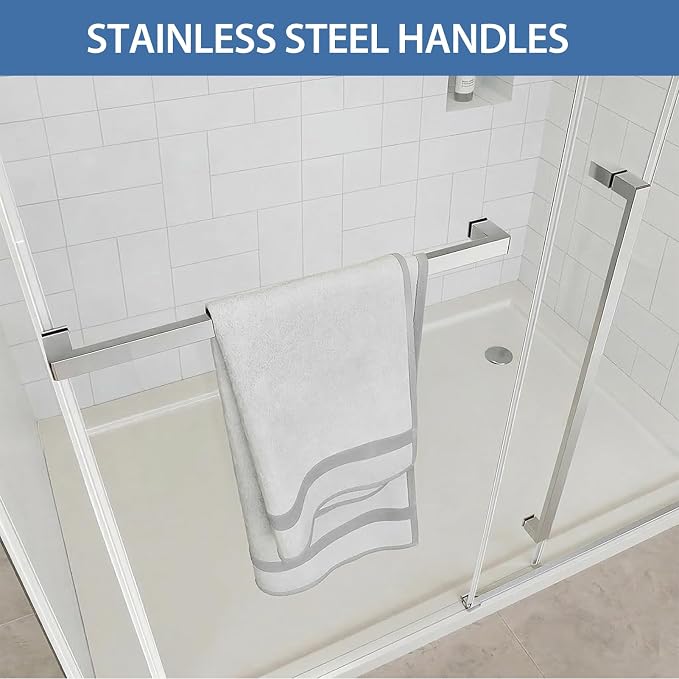 Frameless Sliding Shower Door for 56–60 in Wide Shower, Stainless Steel - Image 8