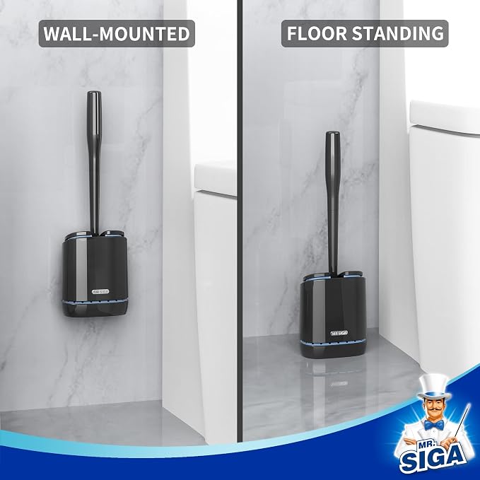 MR.SIGA Toilet Bowl Brush and Holder, Durable and Flexible Bristles, Wall - Image 5