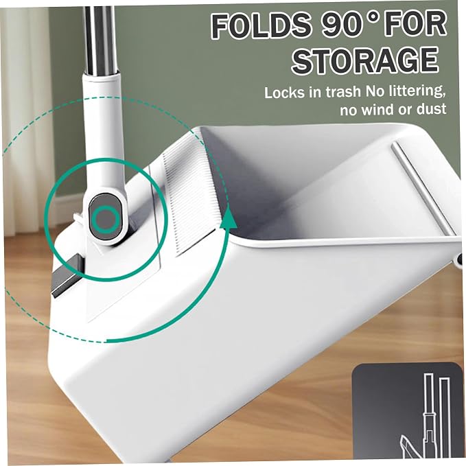 3-in-1 Broom with Dustpan Combo Set Foldable and Rotating Broom and Dustpan Set - Image 8