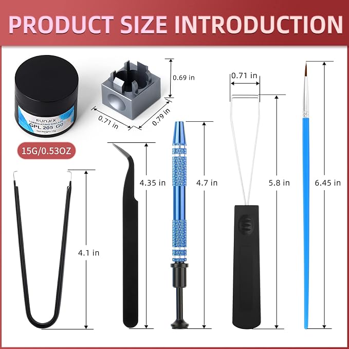YIMAGUJRX RUNJRX Keyboard Switch Lube Kit GPL 205G0 0.53oz/15g, Switch Opener - Image 2
