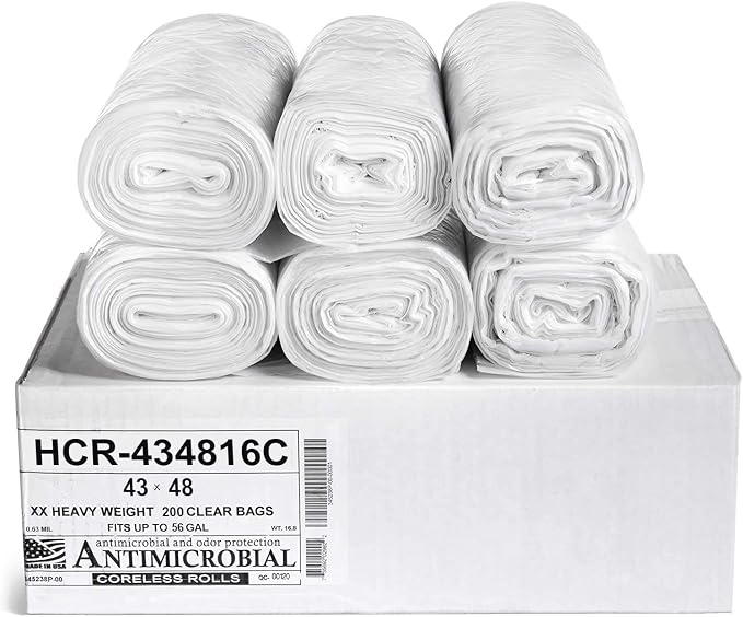 Aluf Plastics High Density Trash Bags, 56 Gallon, 16 Micron, by AlufPlastics