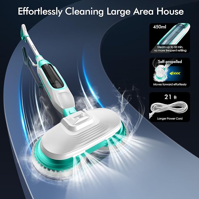 Scrubbing Steam Mop with Rotating Mop Pads, All-in-One Hard Floor Cleaner with - Image 6