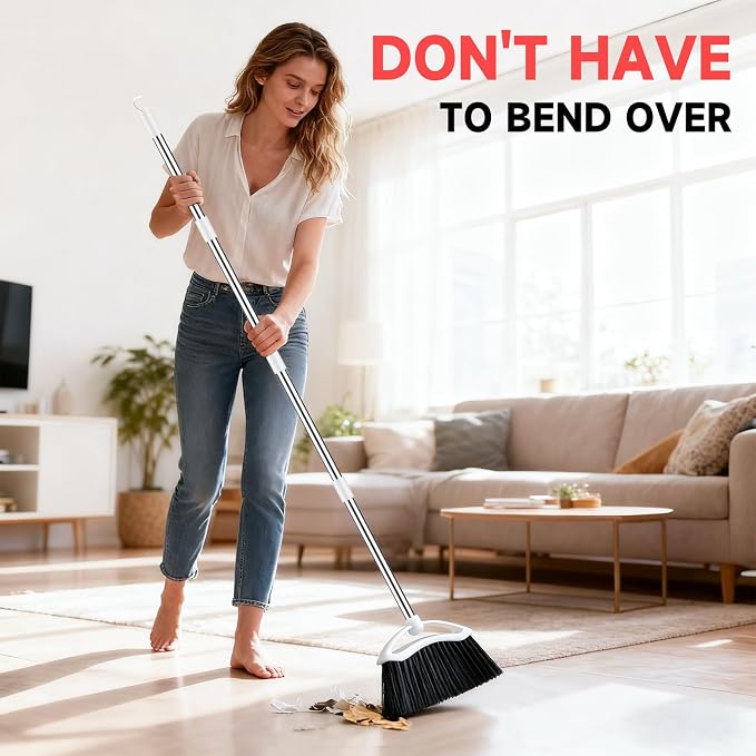 Heavy Duty Broom, 54-inch Adjustable Long Handle Angle Brooms Large Brooms - Image 7