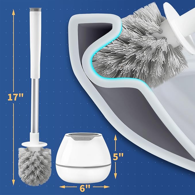 BOOMJOY Toilet Brush and Holder Set, Toilet Bowl Cleaner Brush, Toilet Scrubber - Image 6