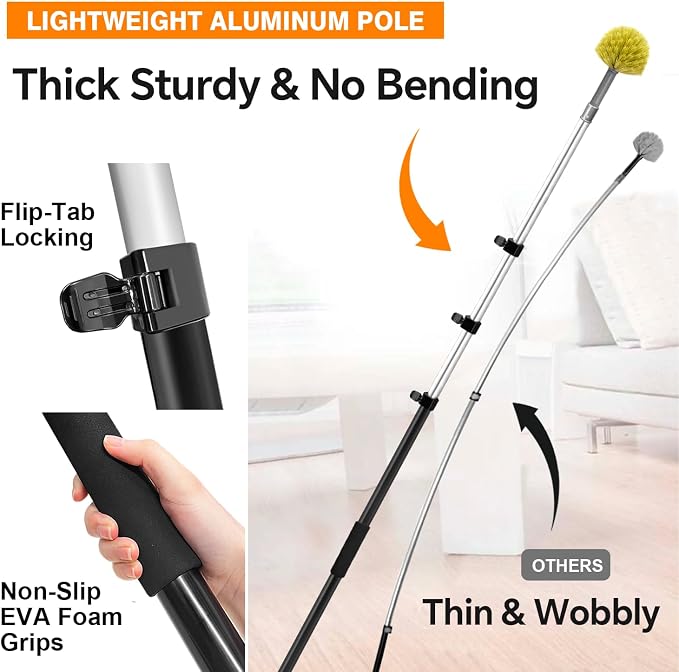 4-12Ft Telescoping Extension Pole Kit, 4-in-1 High Reach Duster - Image 3
