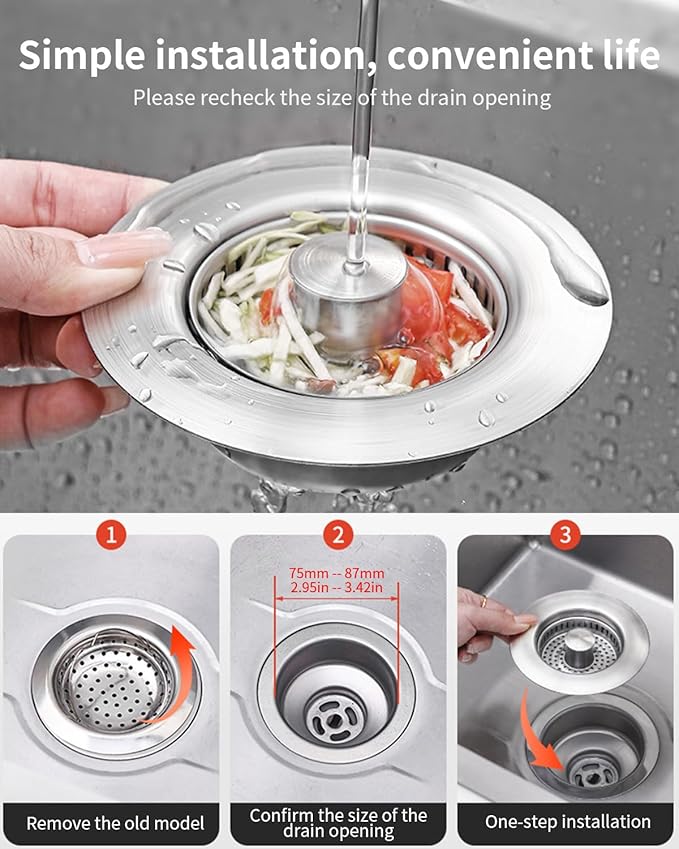 3 in 1 Kitchen Sink Drain Strainer Anti-Clogging Kitchen Sink Drain Stopper - Image 3