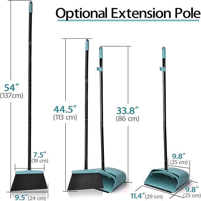 JEHONN Broom with Dustpan Combo Set, Long Handle Lightweight Indoor Broom Set - Image 2