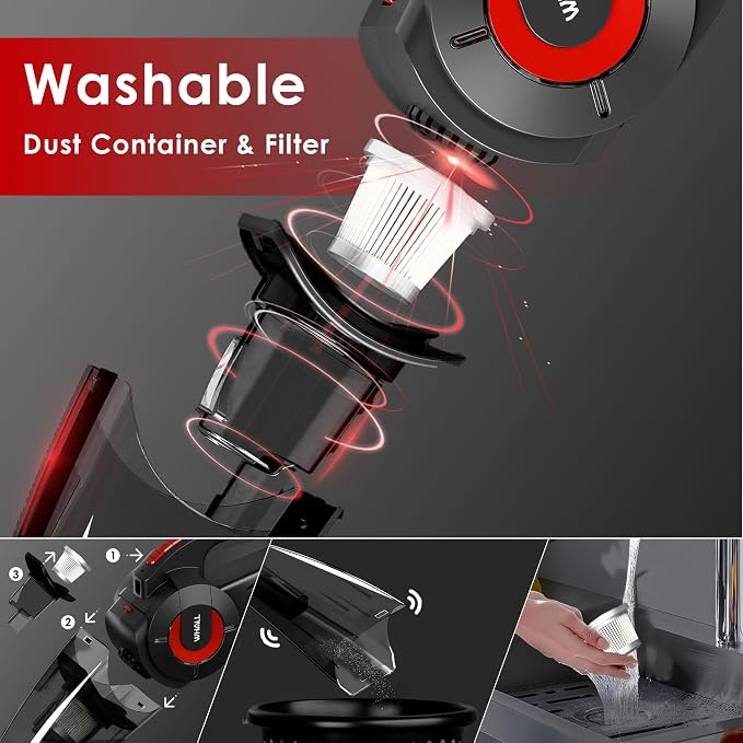 whall Handheld Cordless Car Vacuums, Wet and Dry Use 9000Pa Strong Suction - Image 8