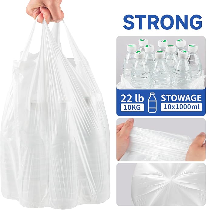Small Trash Bags with Handles 2 Gallon 200 Count White - Image 6