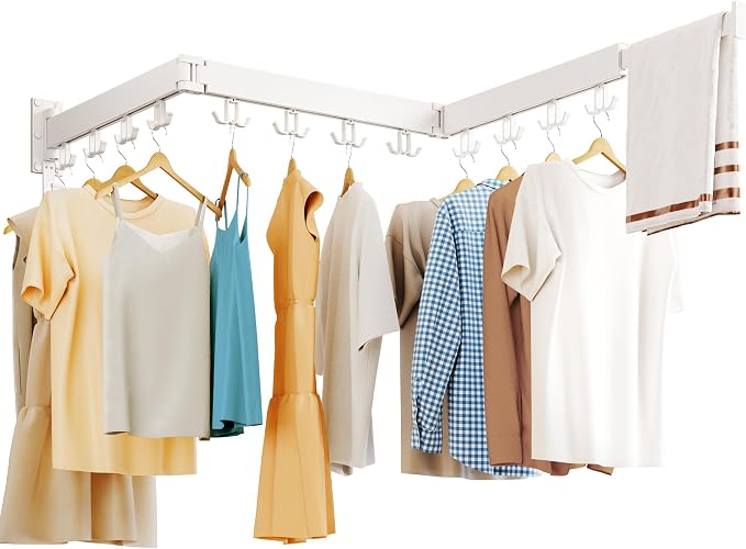 Clothes Drying Rack Wall Mounted, Drying Rack Clothing Wall Mount, Laundry by HEILAIYI
