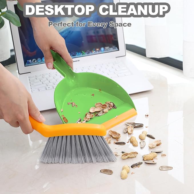 Mini Broom with Dustpan Combo Set Small Dust pan and Brush Set Quick Cleanup - Image 2
