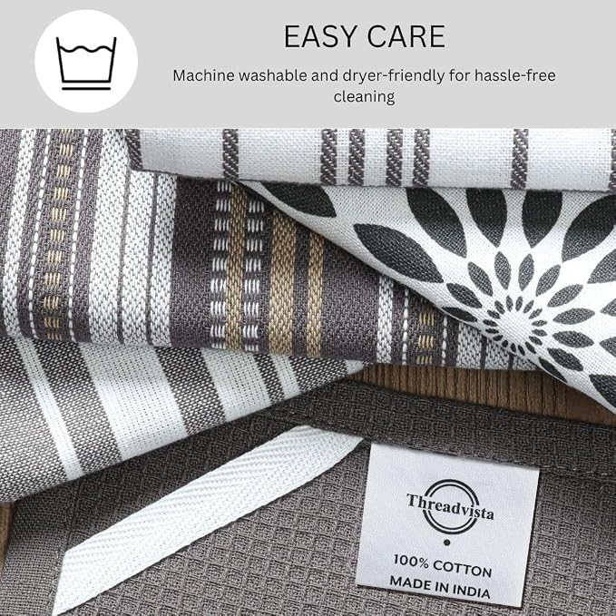 Assorted Kitchen Towels 100% Cotton Large 16x26 Inch Set of 5 - Image 6