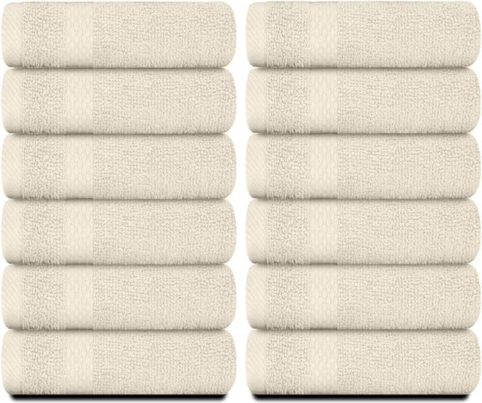 White Classic Luxury Cotton Washcloths 13x13 Inch - Image 2