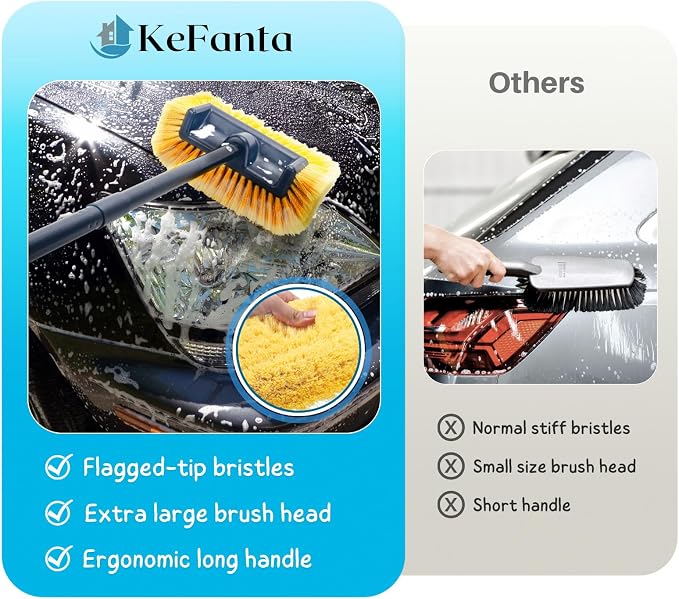 Car Wash Brush with Long Handle, 58.5'' Soft Bristle Cleaning Tool - Image 3