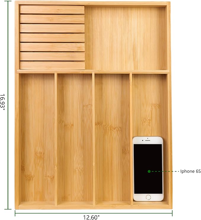 VaeFae Bamboo Silverware Organizer, Utensil Holder - Image 3