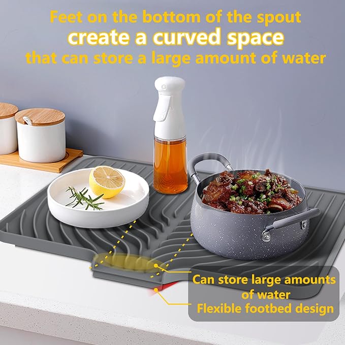 Silicone Drying Mat for Kitchen Counter, Dish Drying Rack Matt - Image 4