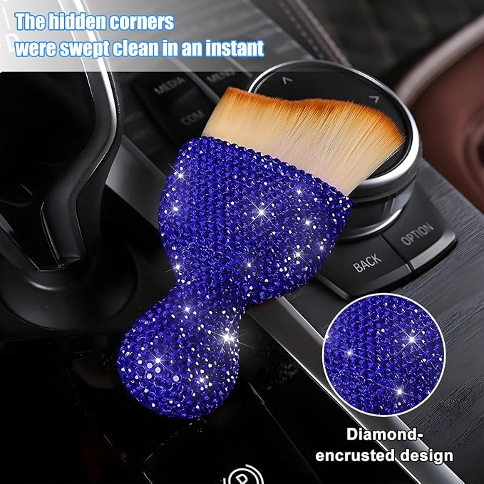 Bling Car Detailing Brush, Crystal Rhinestone Non-Scratch Vehicle Cleaning Dust - Image 3