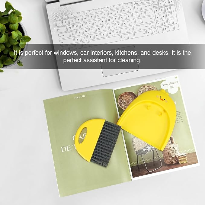 Small Broom and Dustpan Set, SUP Cute Little Yellow Duck Hand Mini Broom and - Image 5