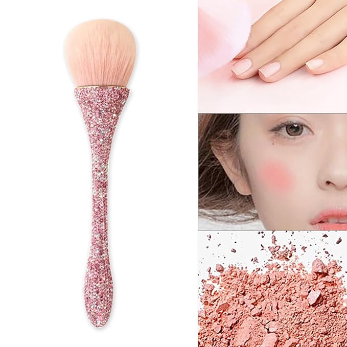 WOKOTO 1pcs Pink Shiny Rhinestone Nail Art Dust Brushes - Image 5