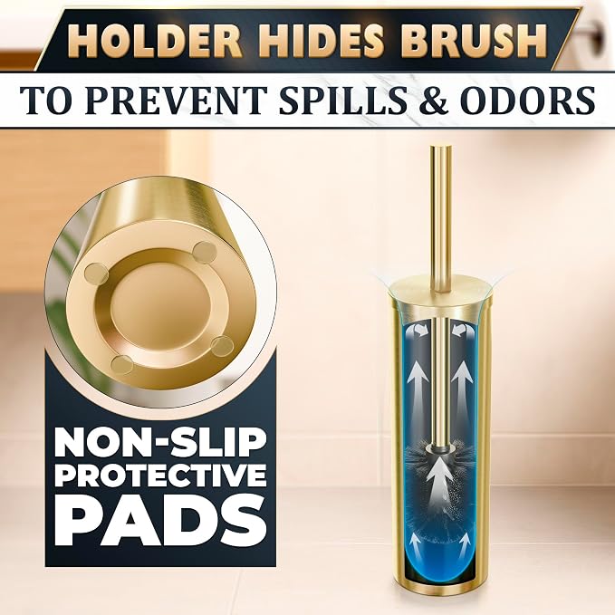 2 PCS Gold Toilet Brush and Holder Set - Image 5