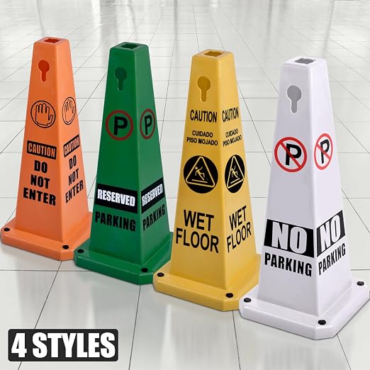 Plastic Traffic Cones, 4-Sided Message Cones, Road Safety Parking Cones - Image 3