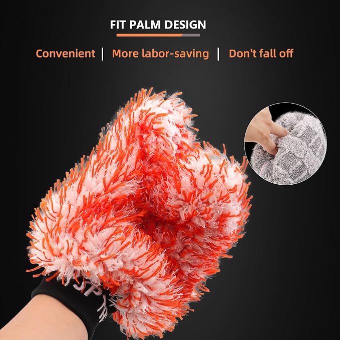 SPTA Microfiber Car Wash Mitt, Plush Fiber Cloth Material, Safe Washing - Image 5